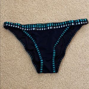 Stunning black with aqua trim bikini bottoms